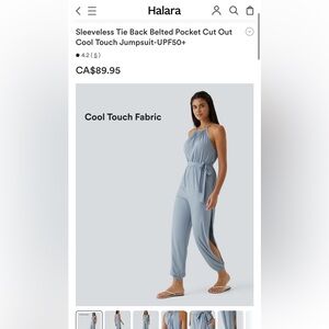 Halara Jumpsuit Small NWT Sleeveless Tie Back Belted Pocket Cut Out MSRP $89.95